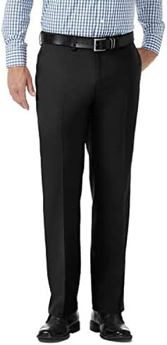 Haggar Men's Solid Gabardine Expandable Waistband Flat-Front Pant in Saudi Arabia