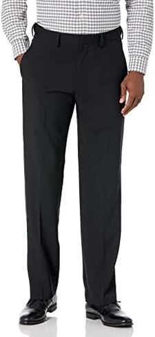Haggar Men's Solid Gabardine Expandable Waistband Flat-Front Pant in Saudi Arabia