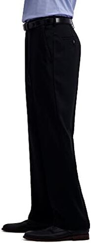 Haggar Men's Solid Gabardine Expandable Waistband Flat-Front Pant in Saudi Arabia