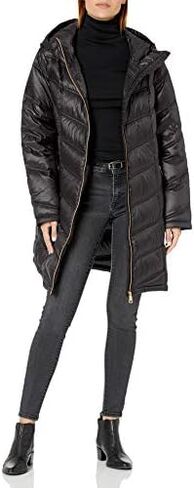 Calvin Klein Women's Hooded Chevron Quilted Packable Down Jacket (Regular and Plus) in Kuwait