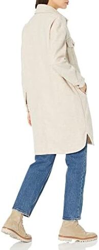 [BLANKNYC] Womens Womens Faux Wool Long Shirt Jacket with Pockets, Comfortable Coat, Stylish Windbreaker in Saudi Arabia