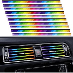 20 Pieces Universal Car Air Conditioner Vent Trim Decoration Strip Accessories, Waterproof Flexible Shiny Auto Car Vent Interior Accessories for All Air Vent Outlet (A-Red - 20 Pieces)