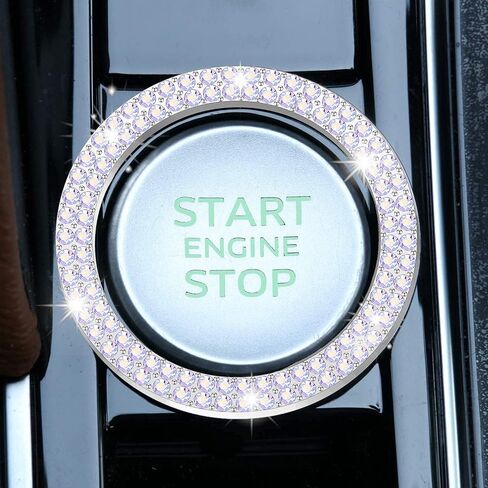 LivTee 1 PCS Crystal Double Rhinestone Car Engine Start Stop Decoration Ring, Bling car Accessories, Push to Start Button, Key Ignition & Knob Bling Ring, Colorful in Saudi Arabia