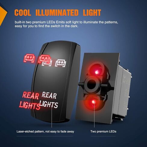 Nilight NI-RS05 LED Light Bar Rocker Switch 5Pin Laser On/Off Rear Lights Rocker Switch 20A/12V 10A/24V Switch Jumper Wires Set,2 years Warranty , Blue in Saudi Arabia
