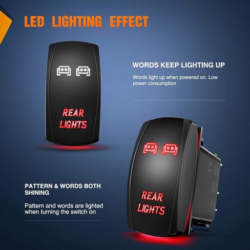 Nilight NI-RS05 LED Light Bar Rocker Switch 5Pin Laser On/Off Rear Lights Rocker Switch 20A/12V 10A/24V Switch Jumper Wires Set,2 years Warranty , Blue in Saudi Arabia