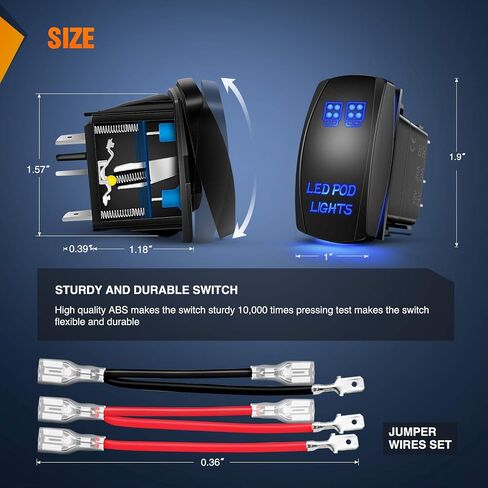 Nilight LED POD Lights Rocker Switch Led Light Bar Switch 5Pin ليزر تشغيل / إيقاف مفاتيح 20A / 12V 10A / 24V التبديل مع مجموعة أسلاك العبور للسيارات والشاحنات وRVs، ضمان لمدة عامين in Saudi Arabia
