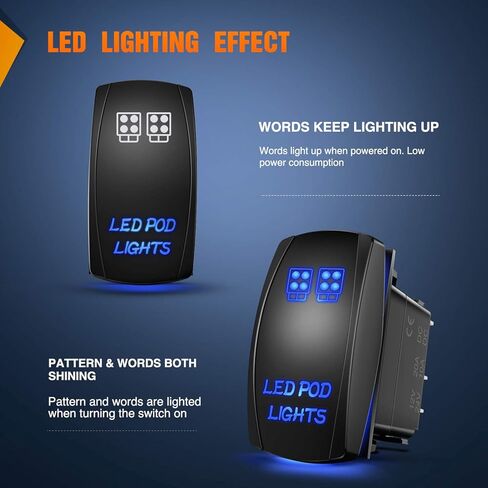 Nilight LED POD Lights Rocker Switch Led Light Bar Switch 5Pin ليزر تشغيل / إيقاف مفاتيح 20A / 12V 10A / 24V التبديل مع مجموعة أسلاك العبور للسيارات والشاحنات وRVs، ضمان لمدة عامين in Saudi Arabia