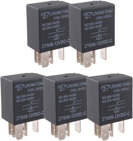 ESUPPORT Car Heavy Duty Relay Switch 12V 30A SPST 4Pin مقاوم للماء للسيارات الكهربائية حزمة من 5 in Kuwait