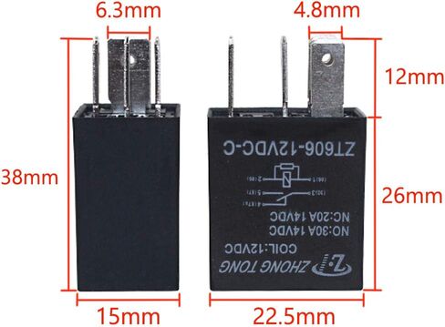 ESUPPORT Car Heavy Duty Relay Switch 12V 30A SPST 4Pin مقاوم للماء للسيارات الكهربائية حزمة من 5 in Kuwait