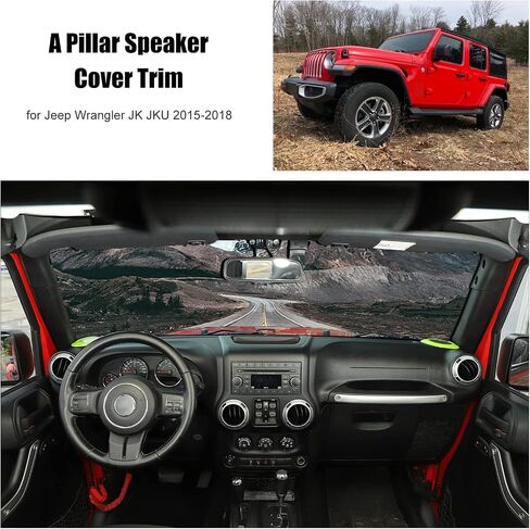 A Pillar Speaker Decoration Cover Trim for Jeep Wrangler JK & Unlimited 2015-2017 Interior Accessories(Black) in Kuwait