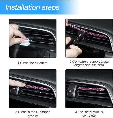 AUKEPO 10 PCS Bling Car Air Vent Outlet Trim, Rhinestone Air Conditioner Decoration Strip for Vent Outlet, Universal Bendable Trim Interior Accessories for Most Air Vent Outlet (Blue) in Kuwait