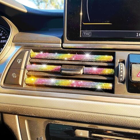 AUKEPO 10 PCS Bling Car Air Vent Outlet Trim, Rhinestone Air Conditioner Decoration Strip for Vent Outlet, Universal Bendable Trim Interior Accessories for Most Air Vent Outlet (Blue) in Kuwait
