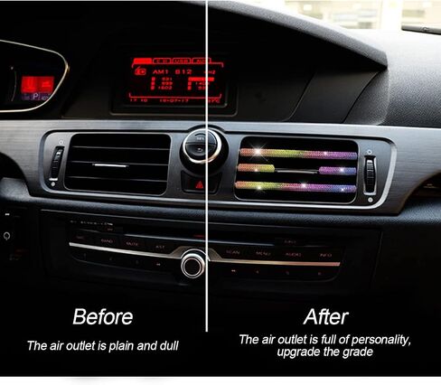 AUKEPO 10 PCS Bling Car Air Vent Outlet Trim, Rhinestone Air Conditioner Decoration Strip for Vent Outlet, Universal Bendable Trim Interior Accessories for Most Air Vent Outlet (Blue) in Kuwait