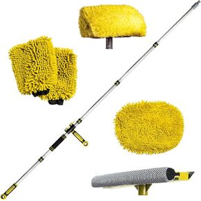 مجموعة تنظيف السيارة من دوكابول مع عمود تمديد بطول 1.8 متر: تتضمن مجموعة التفصيل والغسل فرشاة ناعمة، ممسحة مطاطية، قفاز (2X)، رأس تنظيف من الألياف الدقيقة ومقبض طويل 4 قطع in Kuwait