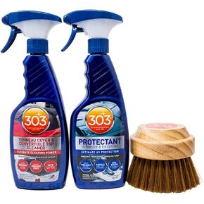 303 Vinyl Convertible Top Care Kit - Tonneau Cover and Convertible Top Cleaner, Automotive Protectant, Convertible Top Brush