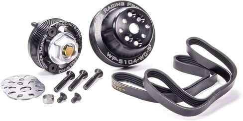 مجموعة البكرة من Jones Racing Products، 5 أضلاع سربنتين، ألومنيوم، أسود مؤكسد، تشيفي V8، مجموعة (1020-S) in Saudi Arabia