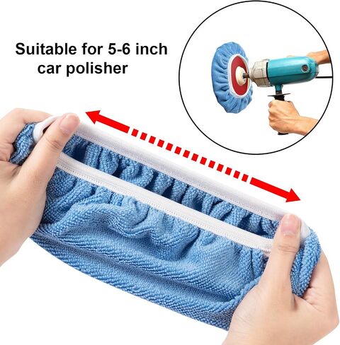 Mudder 20 Pieces Car Orbital Buffer Polisher Pad Bonnet Microfiber Max Bonnet Polishing Buffing Pad Cover(Fluorescent Green,5-6 Inches) in Saudi Arabia