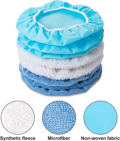 Mudder 20 Pieces Car Orbital Buffer Polisher Pad Bonnet Microfiber Max Bonnet Polishing Buffing Pad Cover(Fluorescent Green,5-6 Inches) in Saudi Arabia
