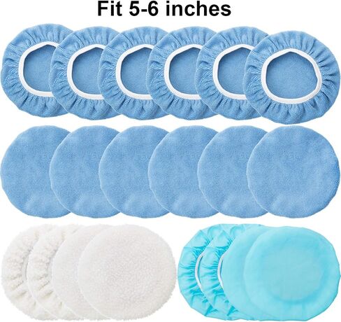 Mudder 20 Pieces Car Orbital Buffer Polisher Pad Bonnet Microfiber Max Bonnet Polishing Buffing Pad Cover(Fluorescent Green,5-6 Inches) in Saudi Arabia