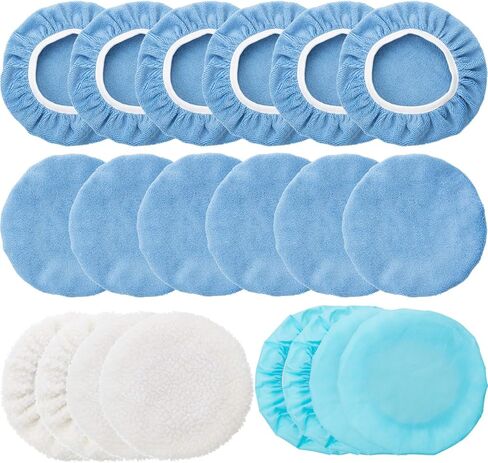 Mudder 20 Pieces Car Orbital Buffer Polisher Pad Bonnet Microfiber Max Bonnet Polishing Buffing Pad Cover(Fluorescent Green,5-6 Inches) in Saudi Arabia