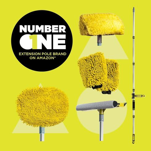 مجموعة تنظيف السيارة من دوكابول مع عمود تمديد بطول 1.8 متر: تتضمن مجموعة التفصيل والغسل فرشاة ناعمة، ممسحة مطاطية، قفاز (2X)، رأس تنظيف من الألياف الدقيقة ومقبض طويل 4 قطع in Kuwait