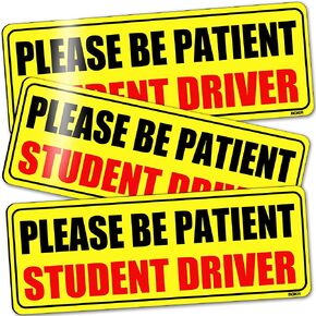 BOKA Student Driver Magnet for Car, 3 Pcs High Reflective Vehicle Bumper Magnet Safety Sign, Stronger Magnetic Bumper Sticker for New Driver Novice in Yellow, Easy to Notice (Upgraded of Large Font)