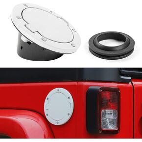 JeCar Aluminum Gas Cap Fuel Filler Door Cover for Jeep Wrangler 2007-2018 JK & Unlimited Accessories (Black)