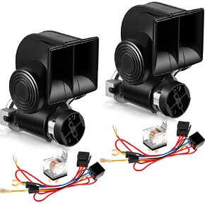 2 Pack Train Horn for Car Truck 12V 150db Loud Electric Snail Air Horn Kit with Relay Harness for Vehicles Motorcycle Boat Ship(Black) in Kuwait