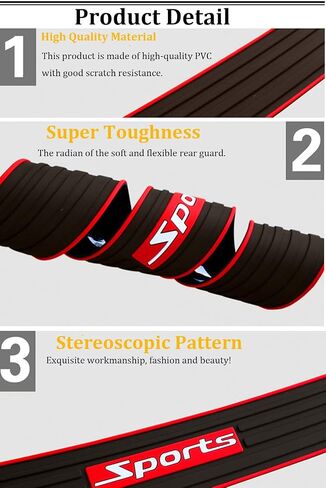 Pincuttee Rear Bumper Protector Guard for Car,Black Rubber Scratch,Resistant Trunk Door Entry Guards,Accessories Trim Cover,35.4"X2.87" for Most of Car&SUV(1 Pack,Black Sport) in Saudi Arabia