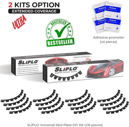 SLIPLO Ultra Universal Front Bumper Scrape Guard Skid Plate Protection for Lowered Cars, Carbon Fiber Splitters and Aftermarket Bumper Lips, Anti-Scratch DIY Protector Kit v2 in Saudi Arabia