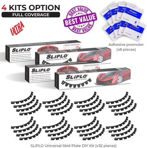 SLIPLO Ultra Universal Front Bumper Scrape Guard Skid Plate Protection for Lowered Cars, Carbon Fiber Splitters and Aftermarket Bumper Lips, Anti-Scratch DIY Protector Kit v2 in Saudi Arabia