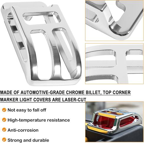 Hihitomorrow For Hummer H2 Chrome Billet Top Corner Marker Light Guards Cages Cover Trim Exterior Accessories Compatible With 2003 2004 2005 2006 2007 2008 2009 Hummer H2 SUV SUT in Saudi Arabia