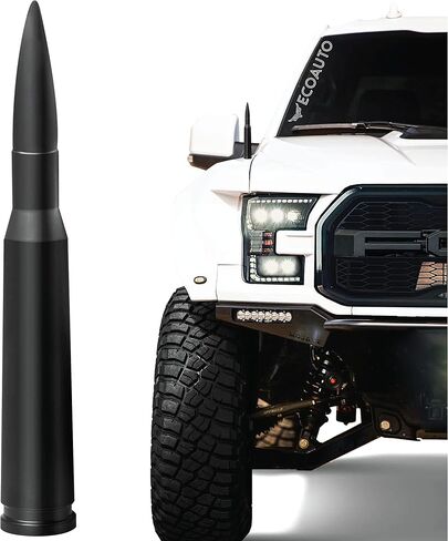 استبدال هوائي EcoAuto Bullet لشاحنات Dodge Ram & Ford F150 F250 F350 Super Duty Ford Raptor Bronco - تصميم مضاد للسرقة - هوائي الراديو للشاحنة 1990 - الحالي (أسود غير لامع) in Kuwait