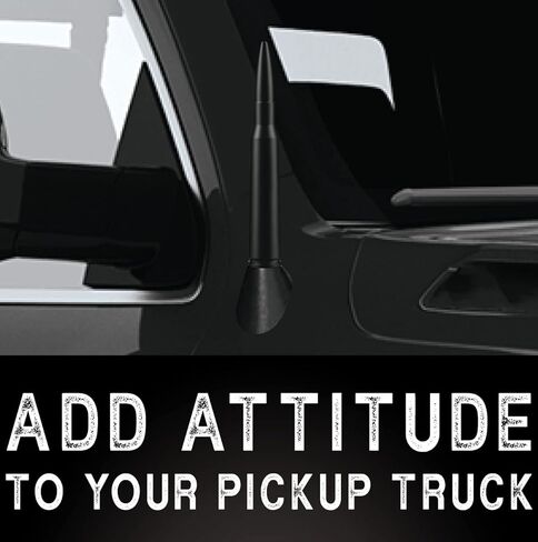 استبدال هوائي EcoAuto Bullet لشاحنات Dodge Ram & Ford F150 F250 F350 Super Duty Ford Raptor Bronco - تصميم مضاد للسرقة - هوائي الراديو للشاحنة 1990 - الحالي (أسود غير لامع) in Kuwait