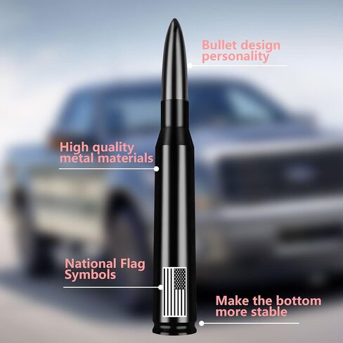 American Flag Car Bullet Antenna,Truck Exterior Decoration Accessories[New Upgrade Flag Design] Car Antenna Replacement for Car SUV Truck Most Auto Cars Antenna Accessories (Red) in Kuwait