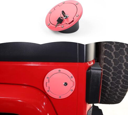 RT-TCZ Fuel Filler Door Gas Tank Cap Cover Accessories for 2007-2017 Jeep Wrangler JK & Unlimited Sport Rubicon Sahara (Carbon Fiber Grain) in Saudi Arabia