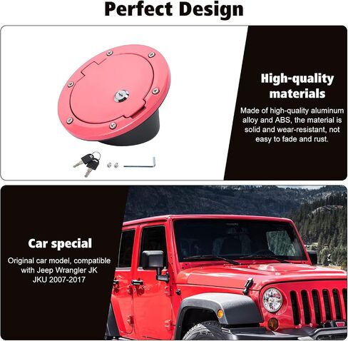 RT-TCZ Fuel Filler Door Gas Tank Cap Cover Accessories for 2007-2017 Jeep Wrangler JK & Unlimited Sport Rubicon Sahara (Carbon Fiber Grain) in Saudi Arabia