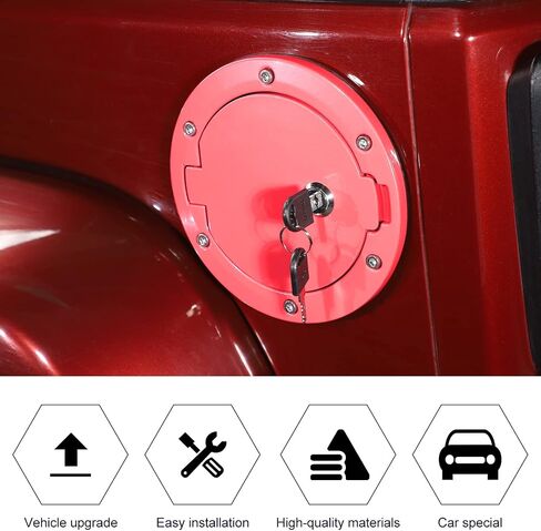 RT-TCZ Fuel Filler Door Gas Tank Cap Cover Accessories for 2007-2017 Jeep Wrangler JK & Unlimited Sport Rubicon Sahara (Carbon Fiber Grain) in Saudi Arabia