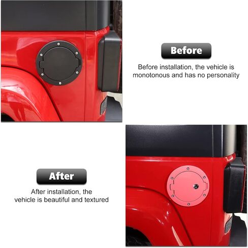 RT-TCZ Fuel Filler Door Gas Tank Cap Cover Accessories for 2007-2017 Jeep Wrangler JK & Unlimited Sport Rubicon Sahara (Carbon Fiber Grain) in Saudi Arabia