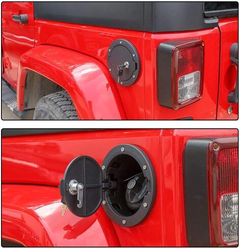 RT-TCZ ملحقات غطاء خزان الغاز لباب حشو الوقود لسيارة جيب رانجلر JK & Unlimited Sport Rubicon Sahara (علم الولايات المتحدة) 2007-2017 in Kuwait