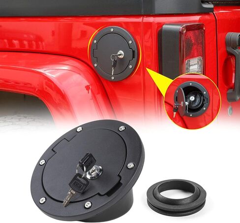 RT-TCZ ملحقات غطاء خزان الغاز لباب حشو الوقود لسيارة جيب رانجلر JK & Unlimited Sport Rubicon Sahara (علم الولايات المتحدة) 2007-2017 in Kuwait