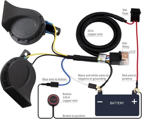 Car Horn 4 pack 12v Waterproof, Banhao horn Used for Trucks Trains and Ships, Electric Snails for Cars, Motorcycles, Alternative Electronic Parts for Cars and Horns for Trains in Kuwait