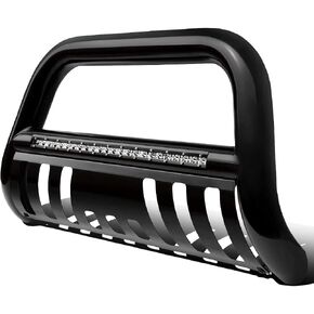 شريط إضاءة LED AUTOSAVER88 Bull Bar متوافق مع 05-15 Toyota Tacoma 3 بوصات فرشاة شبكية أمامية للأنابيب، واقي ممتص الصدمات من الكروم يتضمن لوحة انزلاقية مثبتة باللون الأسود in Kuwait