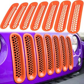 7PCS Front Grill Mesh Inserts for Jeep Wrangler JK JKU Sport Freedom Rubicon Sahara Unlimited 2007-2018 Exterior Accessories Clip-in Grille Guard Cover Trim (Glossy Black) in Kuwait