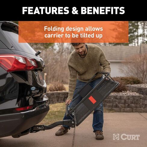 CURT 18153 60 x 24-Inch Basket Hitch Cargo Carrier, 500 lbs Capacity, Black Steel, 2-In Folding Shank in Saudi Arabia