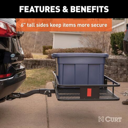 CURT 18153 60 x 24-Inch Basket Hitch Cargo Carrier, 500 lbs Capacity, Black Steel, 2-In Folding Shank in Saudi Arabia