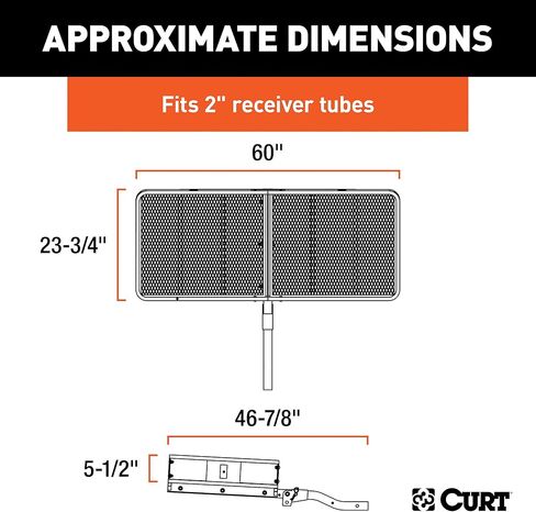 CURT 18153 60 x 24-Inch Basket Hitch Cargo Carrier, 500 lbs Capacity, Black Steel, 2-In Folding Shank in Saudi Arabia