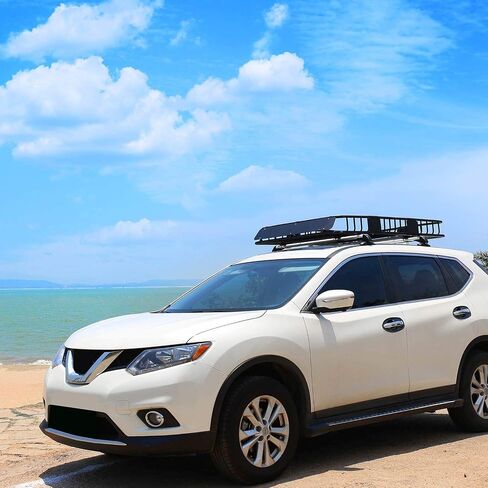 XCAR سقف الرف الناقل سلة حامل البضائع على السطح مع تمديد حامل الأمتعة العلوي للسيارة السوداء 64 بوصة × 39 بوصة × 6 بوصة عالمي لسيارات الدفع الرباعي in Kuwait