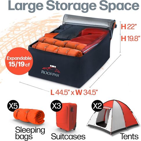 RoofPax XXL 28 cuft Car Rooftop Cargo Carrier Bag Extra Waterproof Car Roof Storage with 10 Heavy Duty Tie Down Straps and 4 Hooks Roof Bag Cargo Carrier for Top of Vehicle with/Without Rack in Saudi Arabia