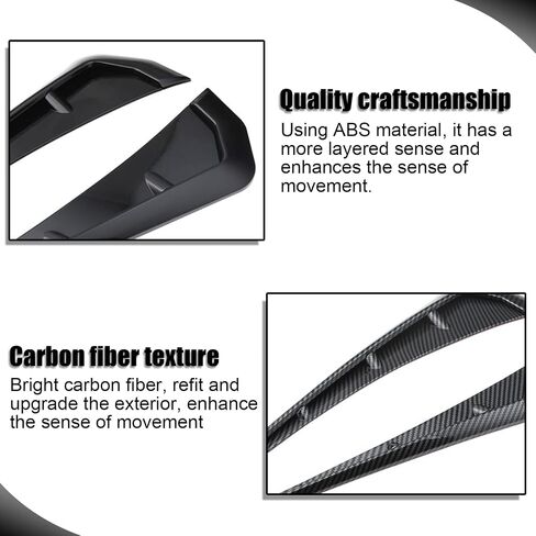Ajxn 2 Pieces Car Fender Side Vents Sticker, 16.1In Air Inlet Grille Spoiler Trim Cover, ABS Carbon Fiber Exterior Sticker, Car Universal Accessories (Black) in Saudi Arabia